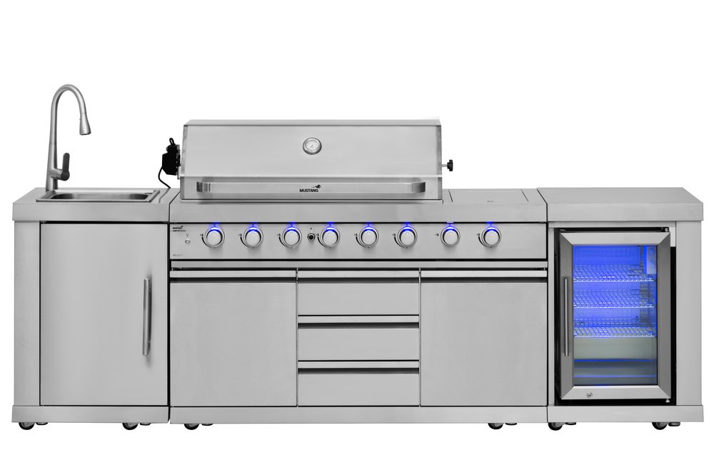Gas grill Ametist 6+2 outdoor kitchen with fridge - Mustang Grill